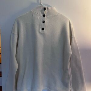 Madewell mock neck button-back top in a textured knit fabric